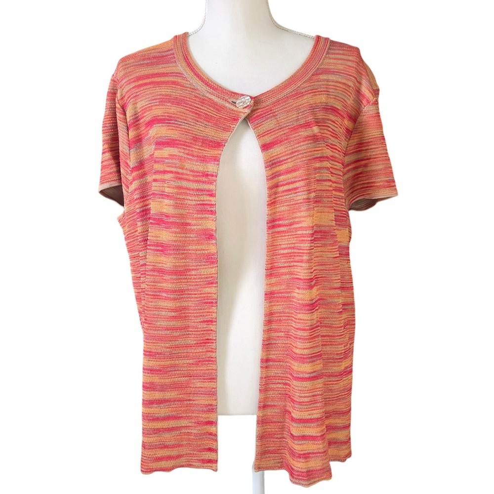 Jones New York XL Cardigan Retro 70s Striped Space Dye Knit Boho Shrug Top